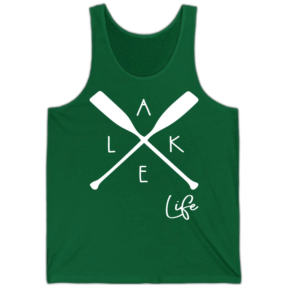 Lake Life Crossed Oars Design Tank in Kelly