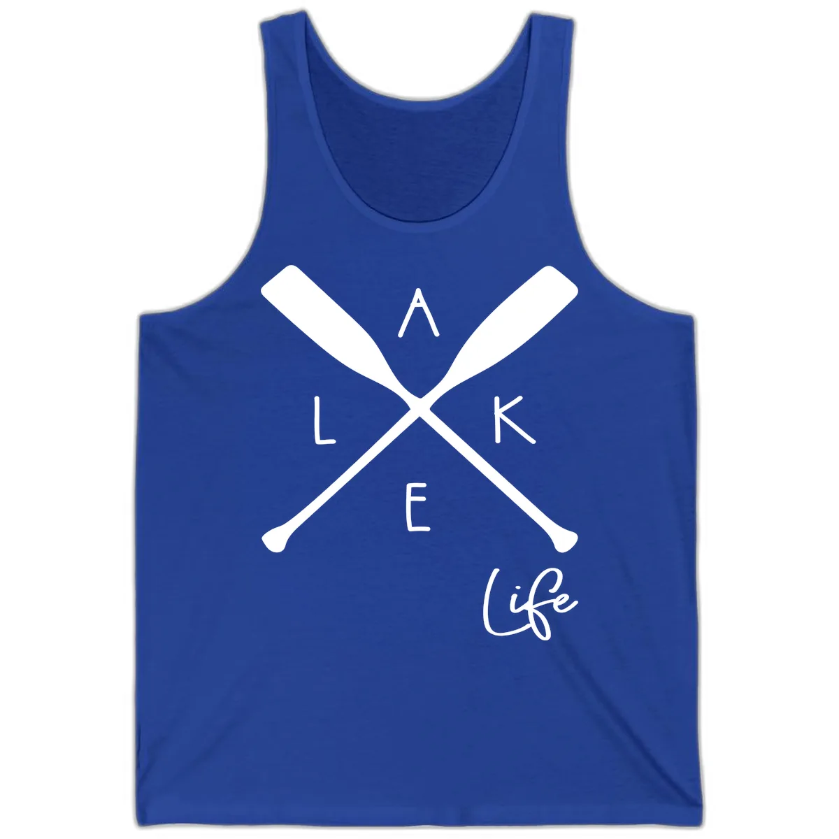 Lake Life Crossed Oars Design Tank in True Royal
