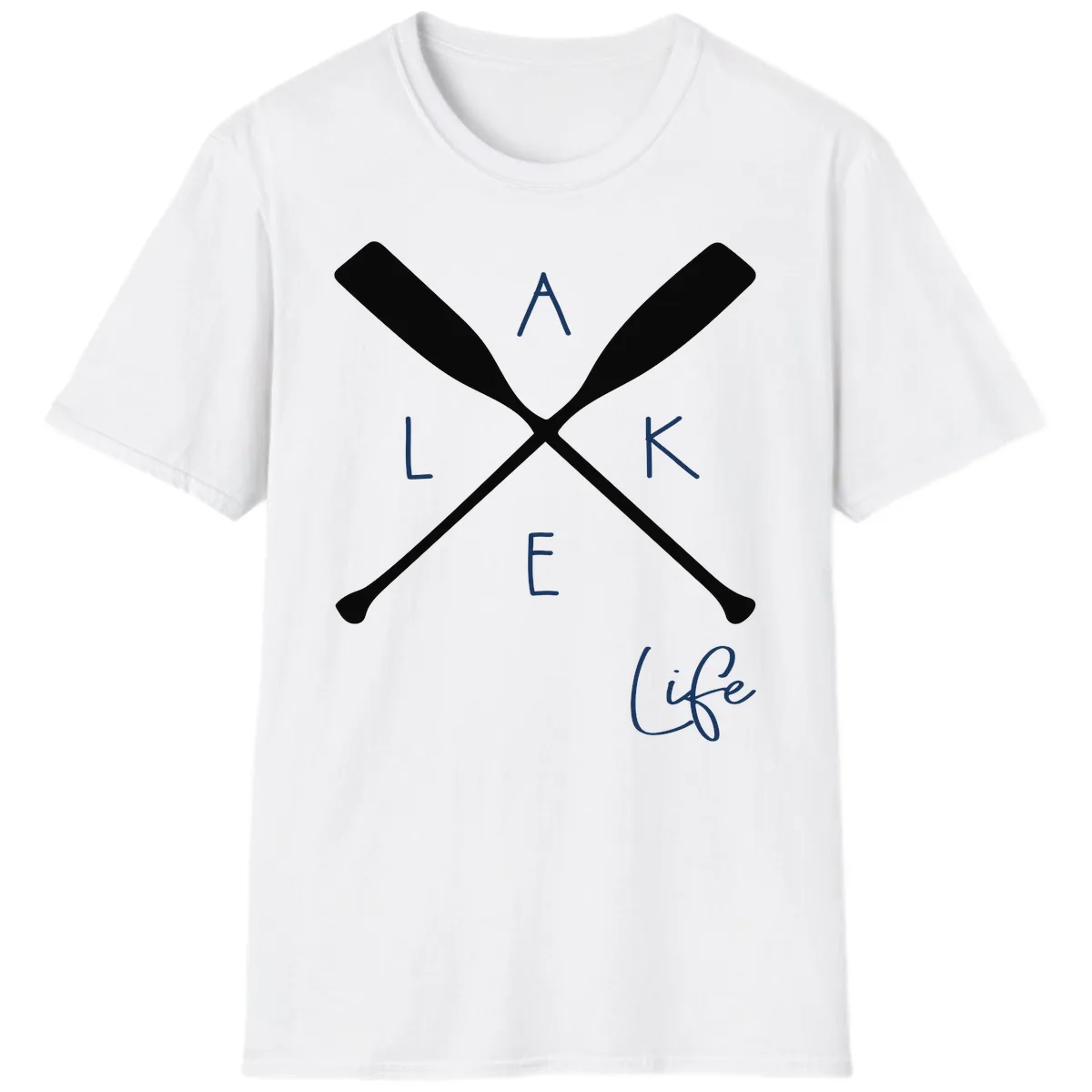 Lake Life Crossed Oars Design T-Shirt in White