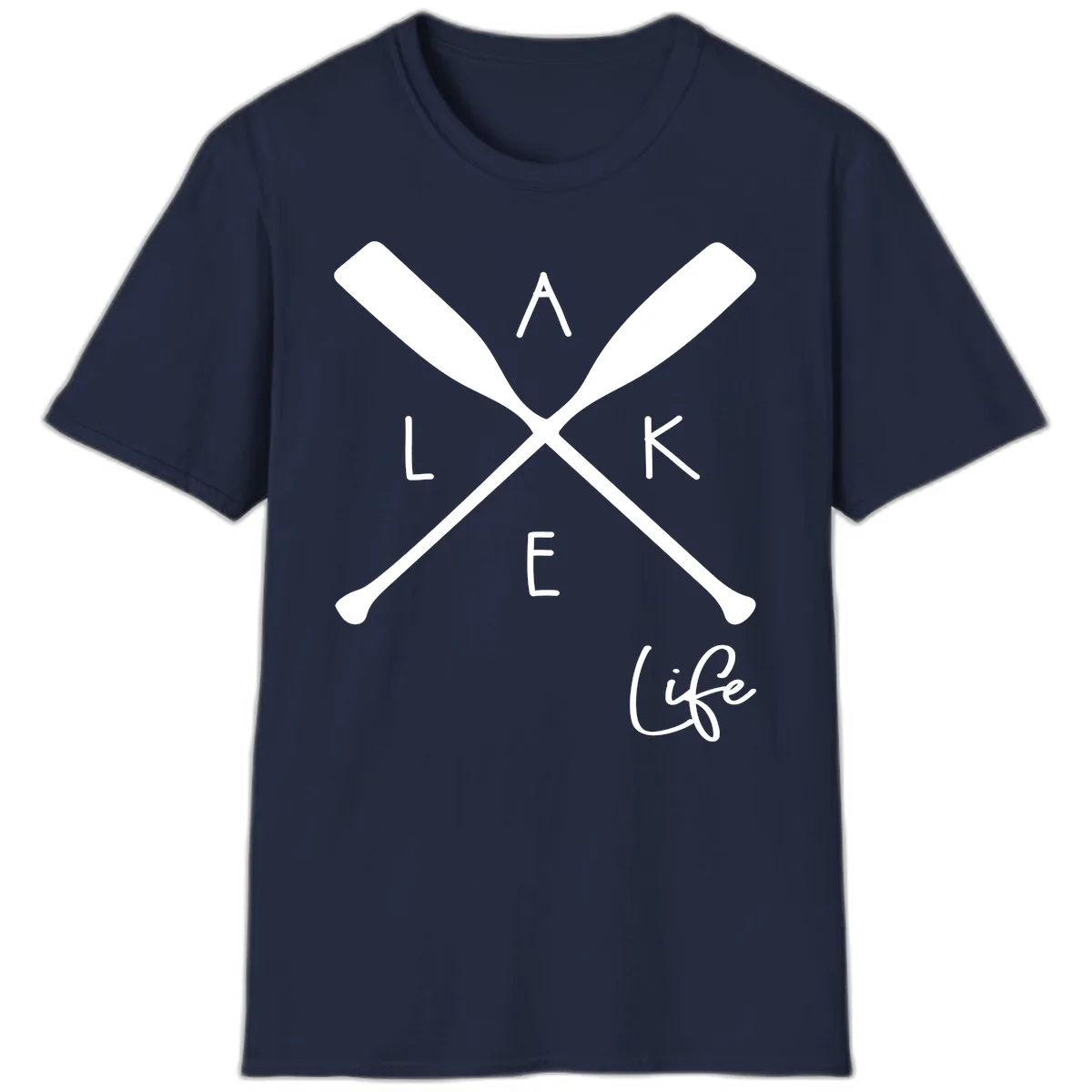 Lake Life Crossed Oars Design T-Shirt in Navy