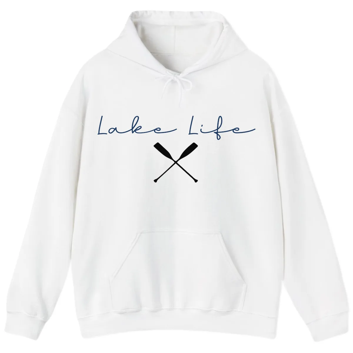 Lake Life With Oars Design Hoodie in White