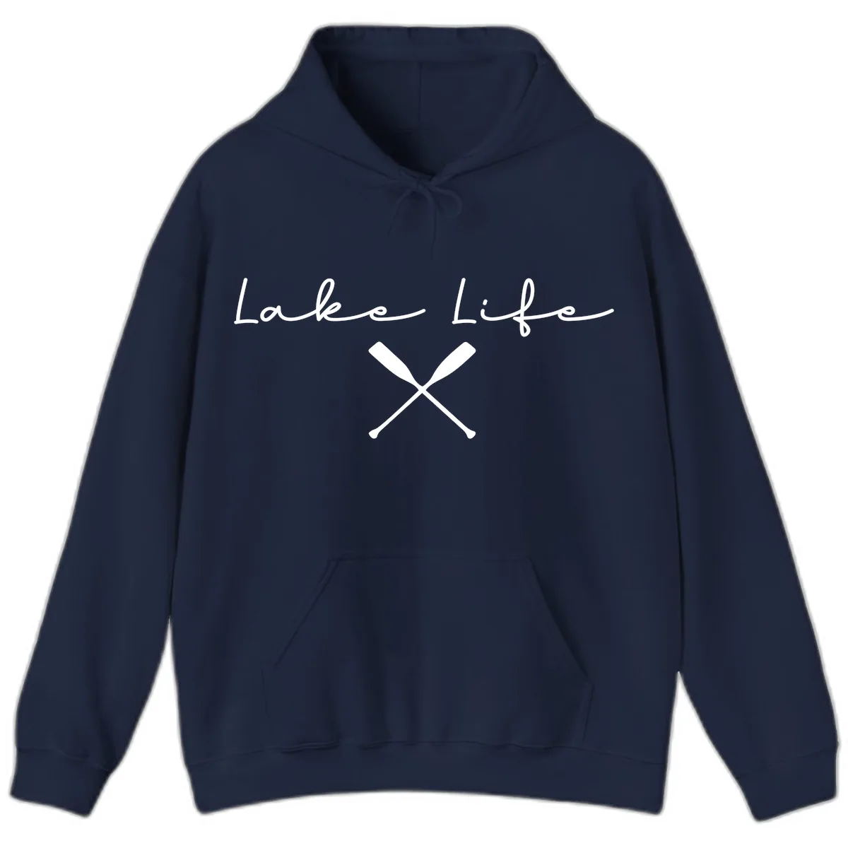 Lake Life With Oars Design Hoodie in Navy