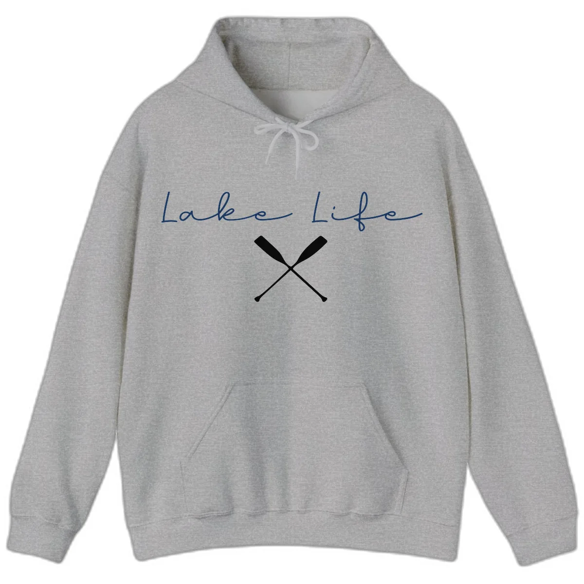 Lake Life With Oars Design Hoodie in Sport Grey