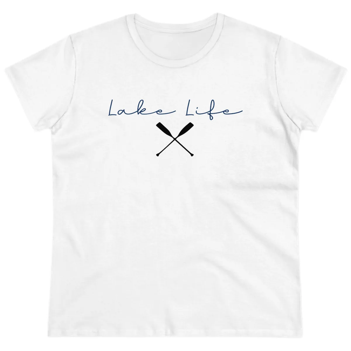 Lake Life With Oars Design Ladies Tee in White