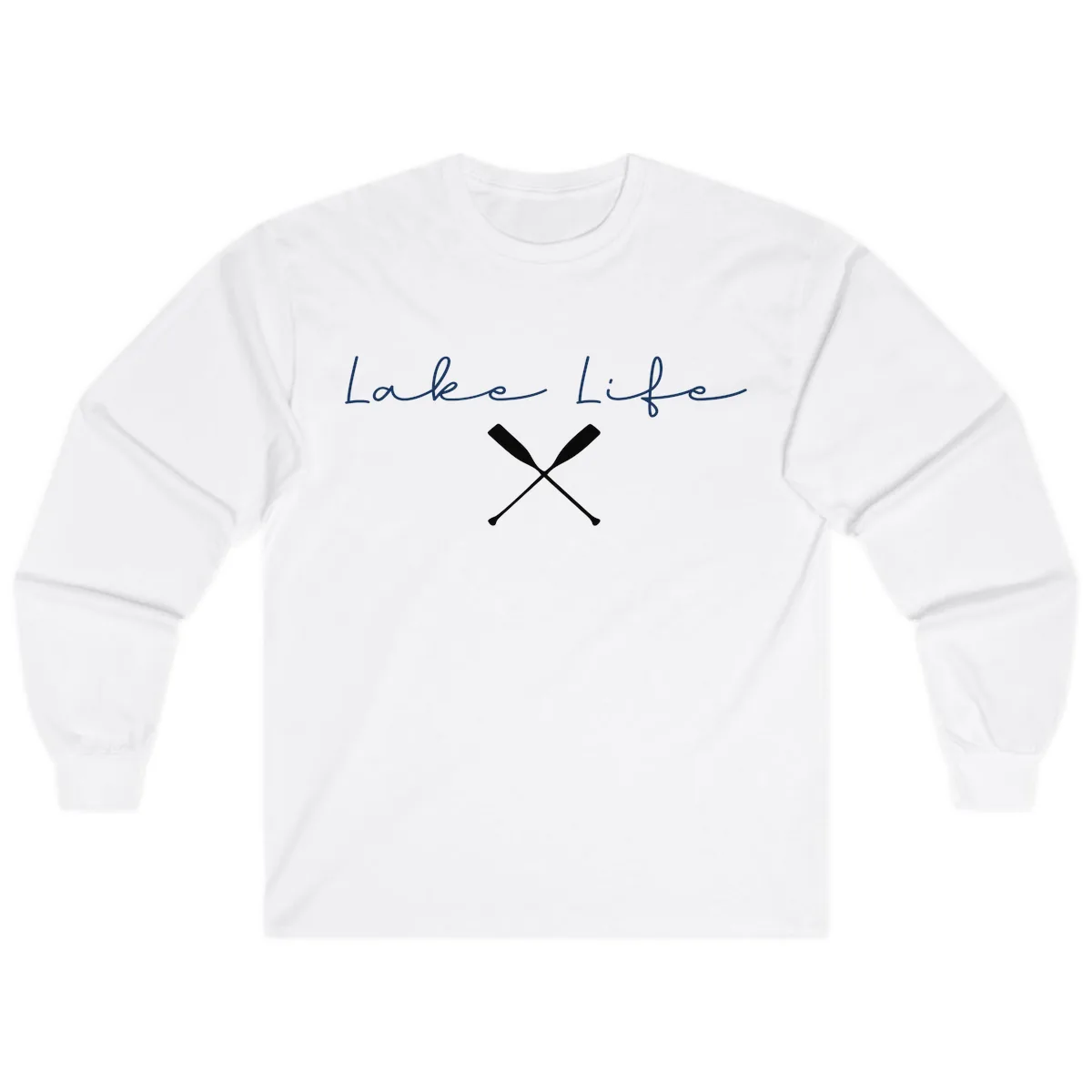 Lake Life With Oars Design Long Sleeve in White