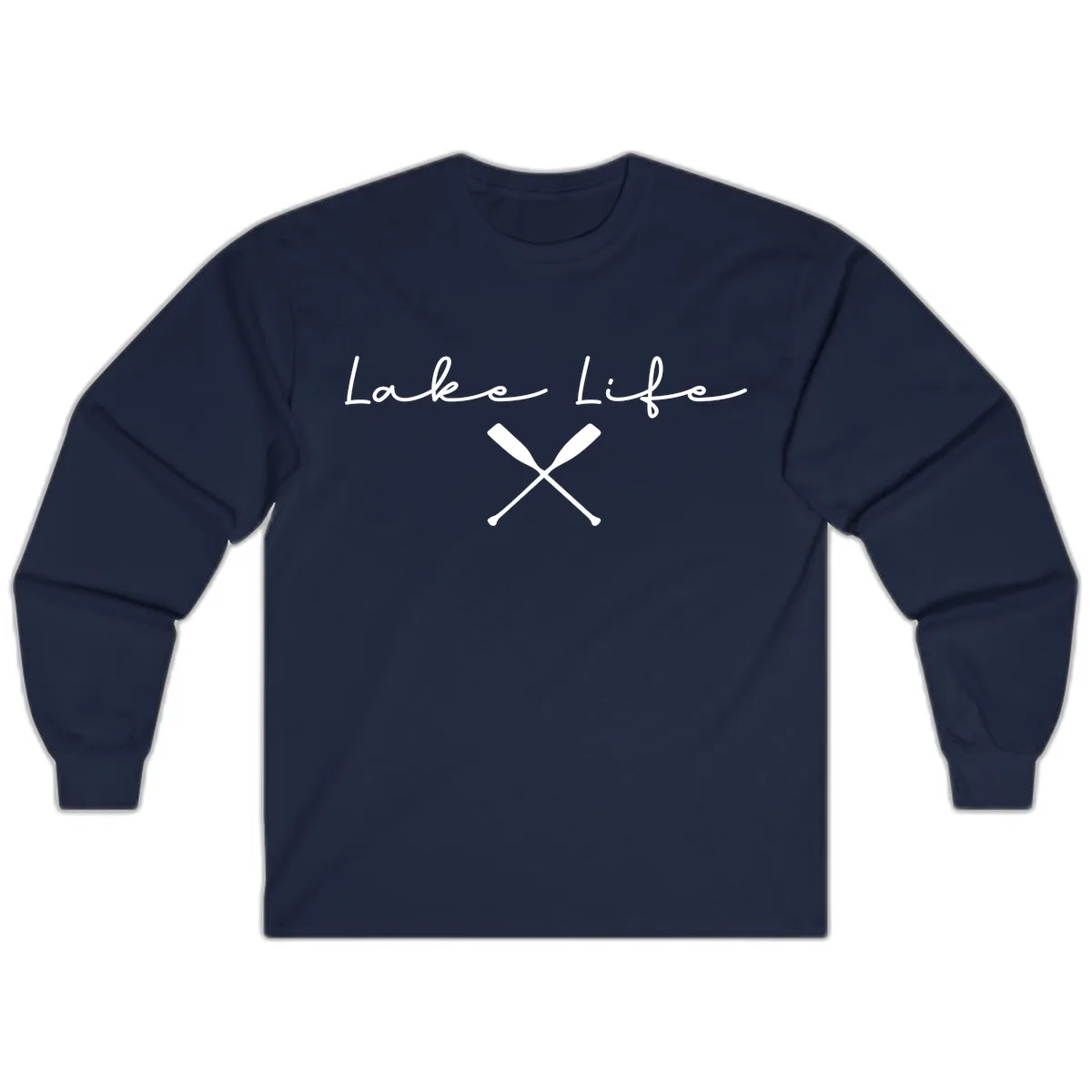 Lake Life With Oars Design Long Sleeve in Navy
