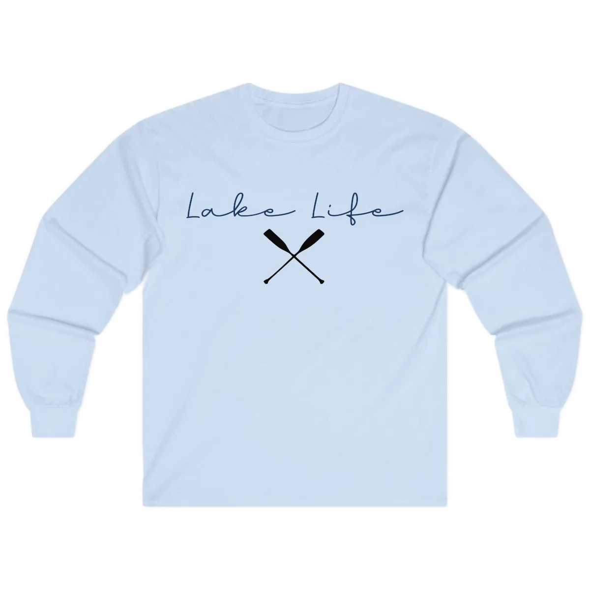 Lake Life With Oars Design Long Sleeve in Light Blue