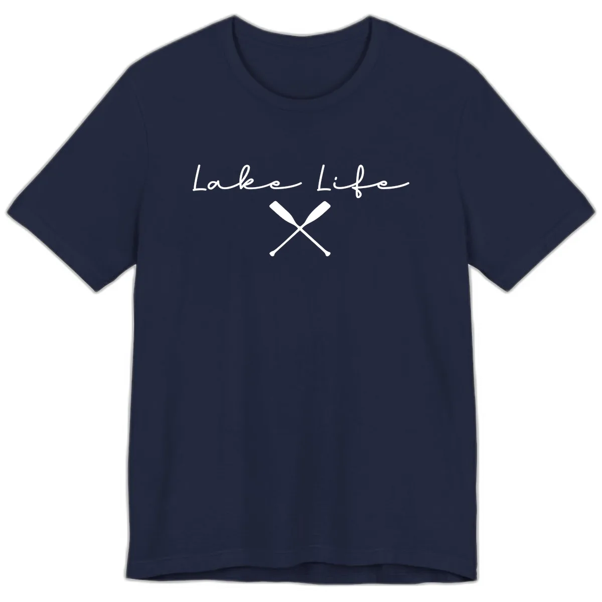 Lake Life With Oars Design Premium T-Shirt in Navy