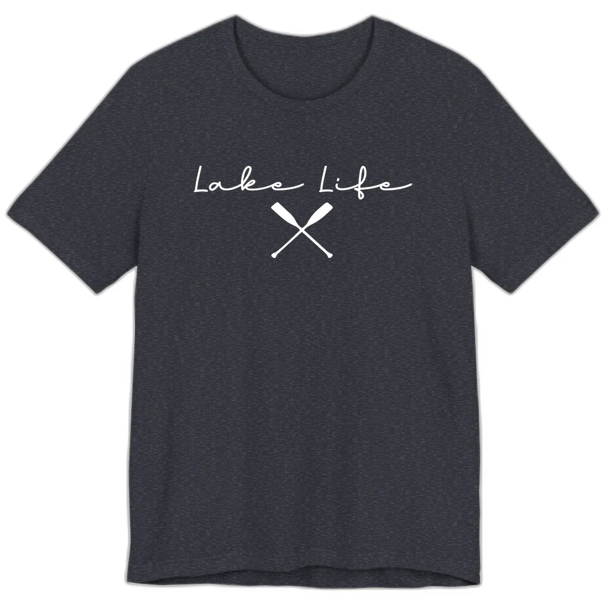 Lake Life With Oars Design Premium T-Shirt in Heather Navy