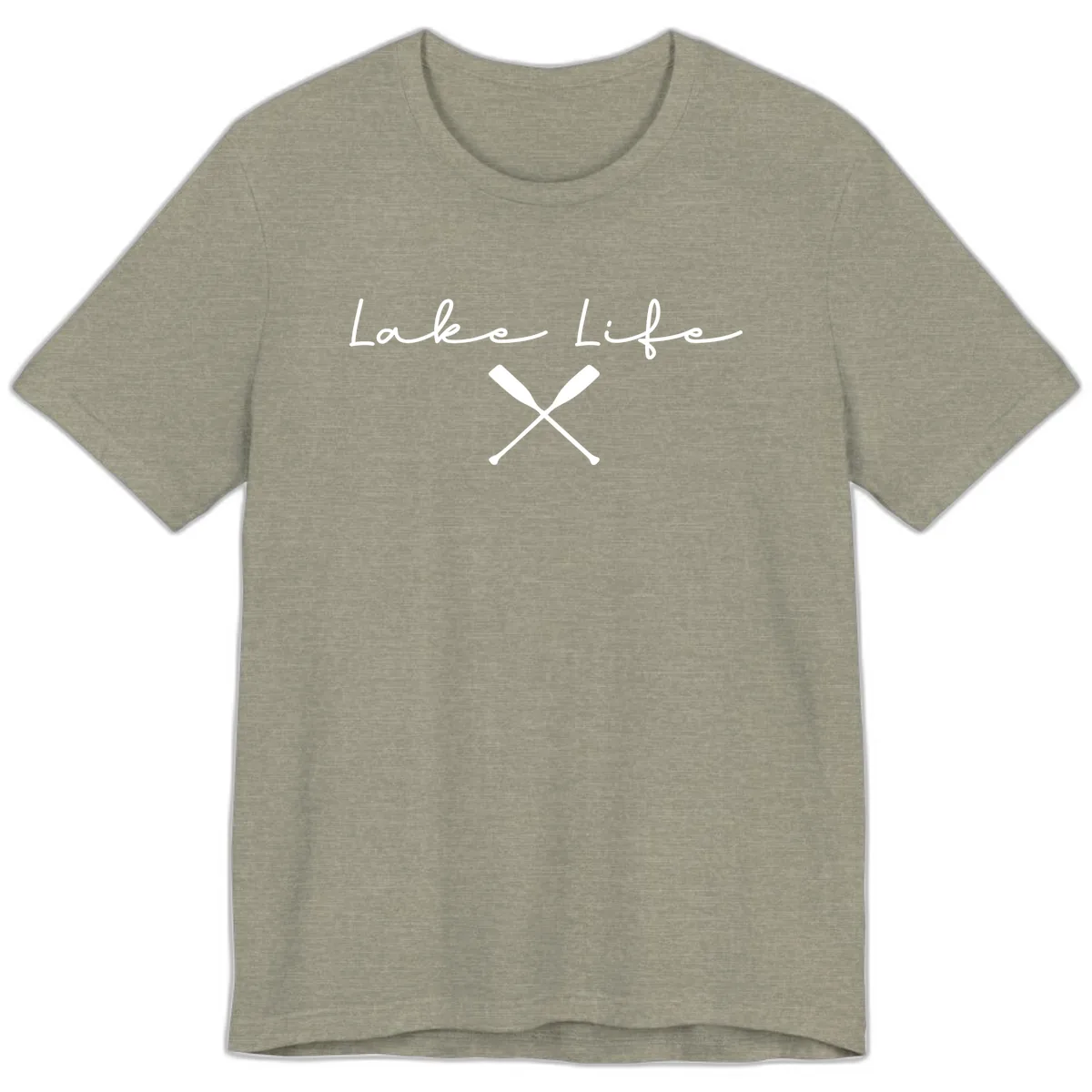 Lake Life With Oars Design Premium T-Shirt in Heather Stone
