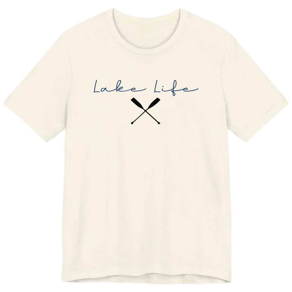 Lake Life With Oars Design Premium T-Shirt in Natural