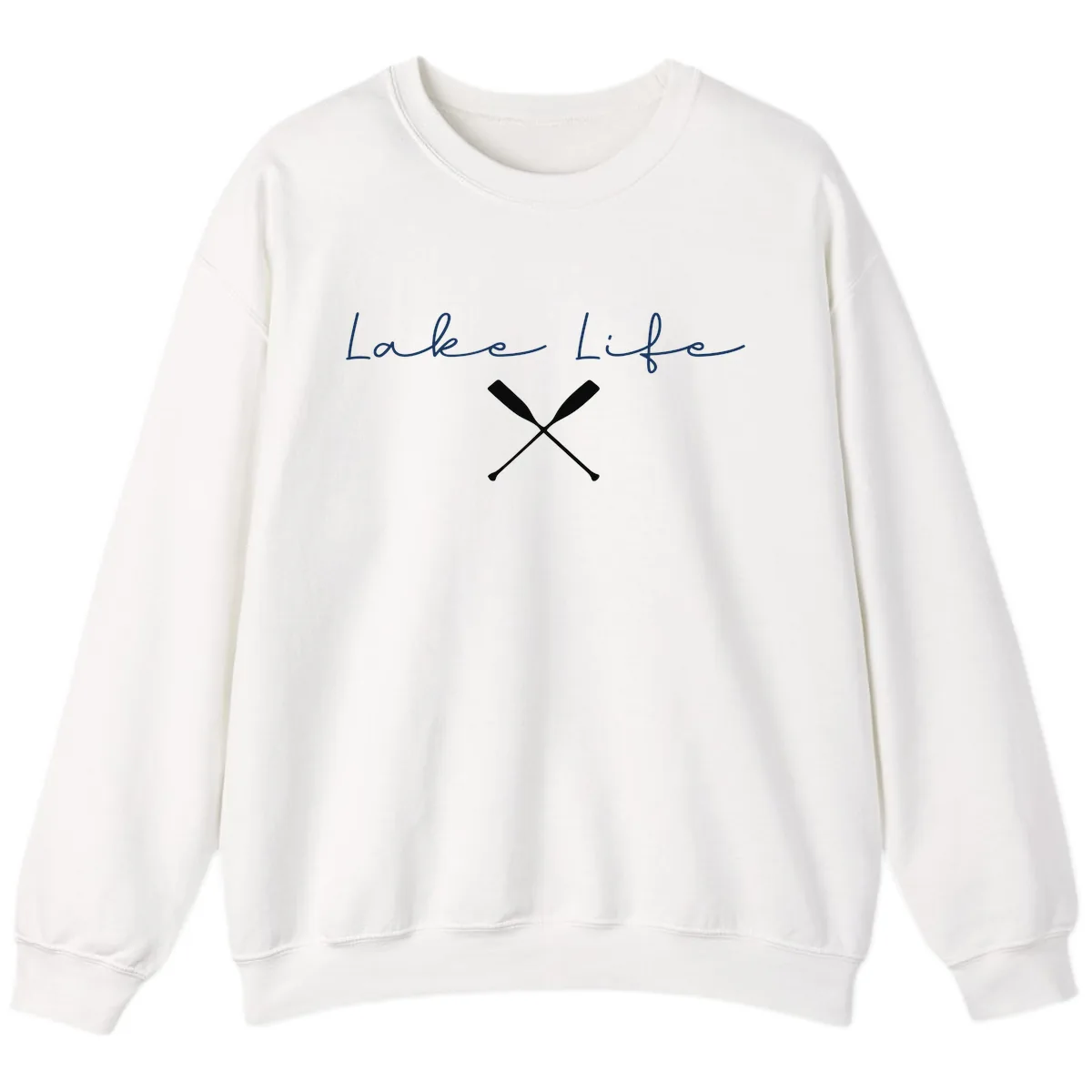 Lake Life With Oars Design Sweatshirt in White