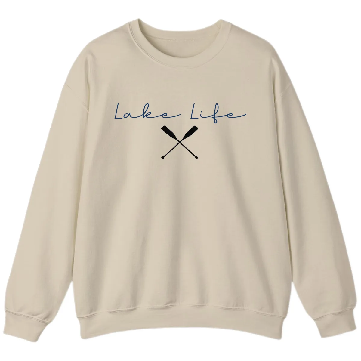 Lake Life With Oars Design Sweatshirt in Sand