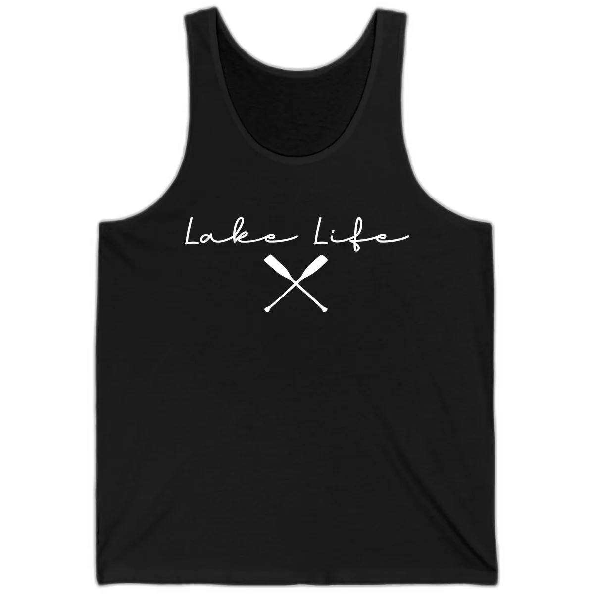 Lake Life With Oars Design Tank in Black
