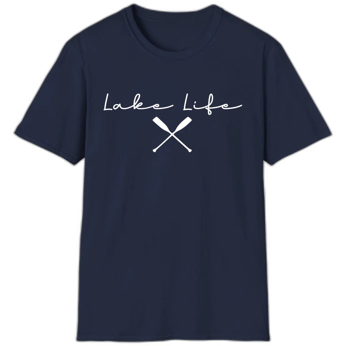 Lake Life With Oars Design T-Shirt in Navy