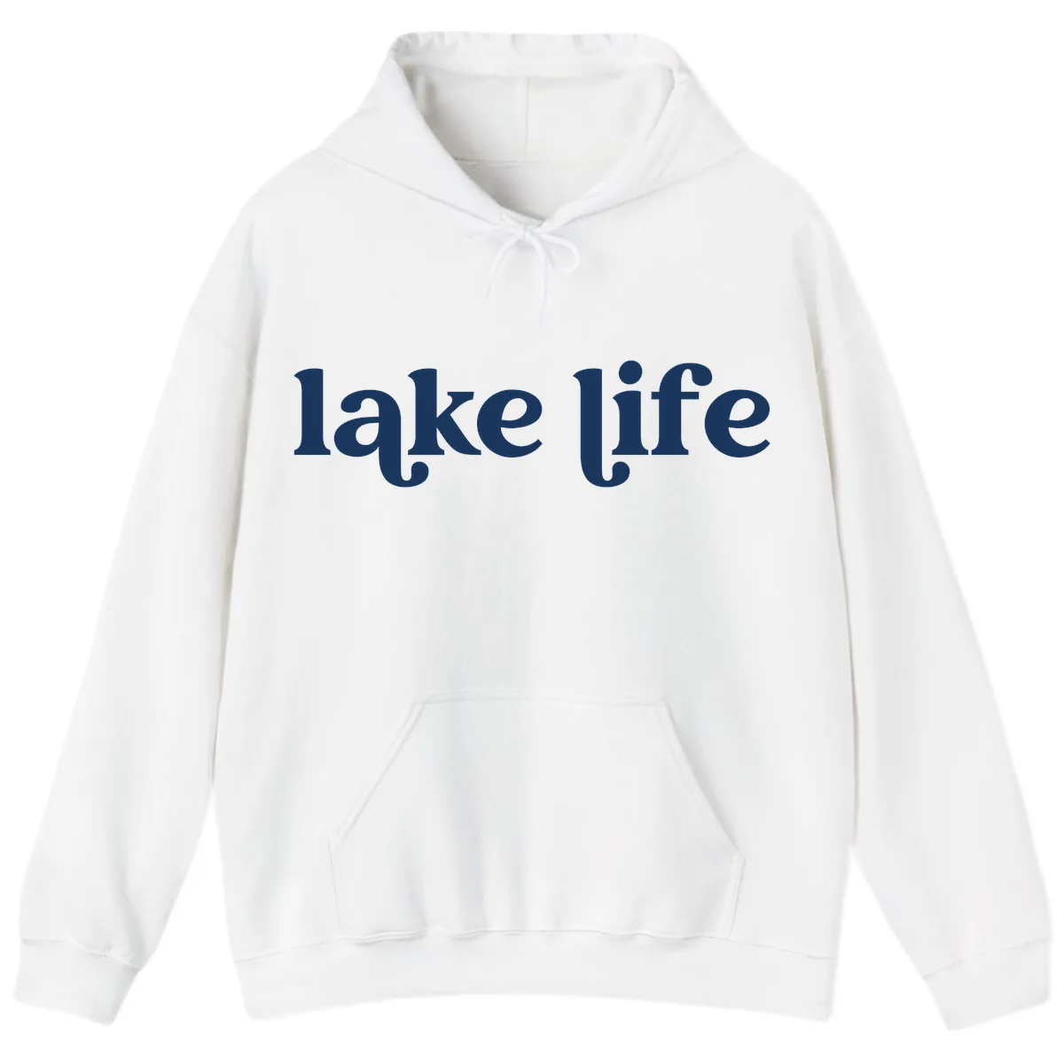 Lake Life Typography Design Hoodie in White
