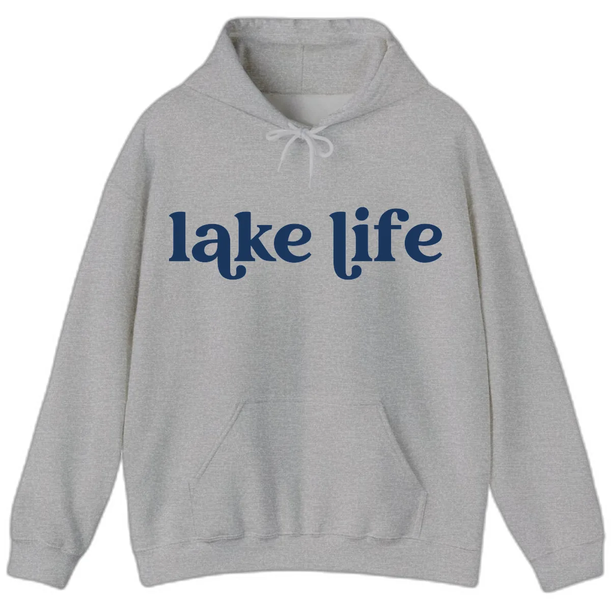 Lake Life Typography Design Hoodie in Sport Grey