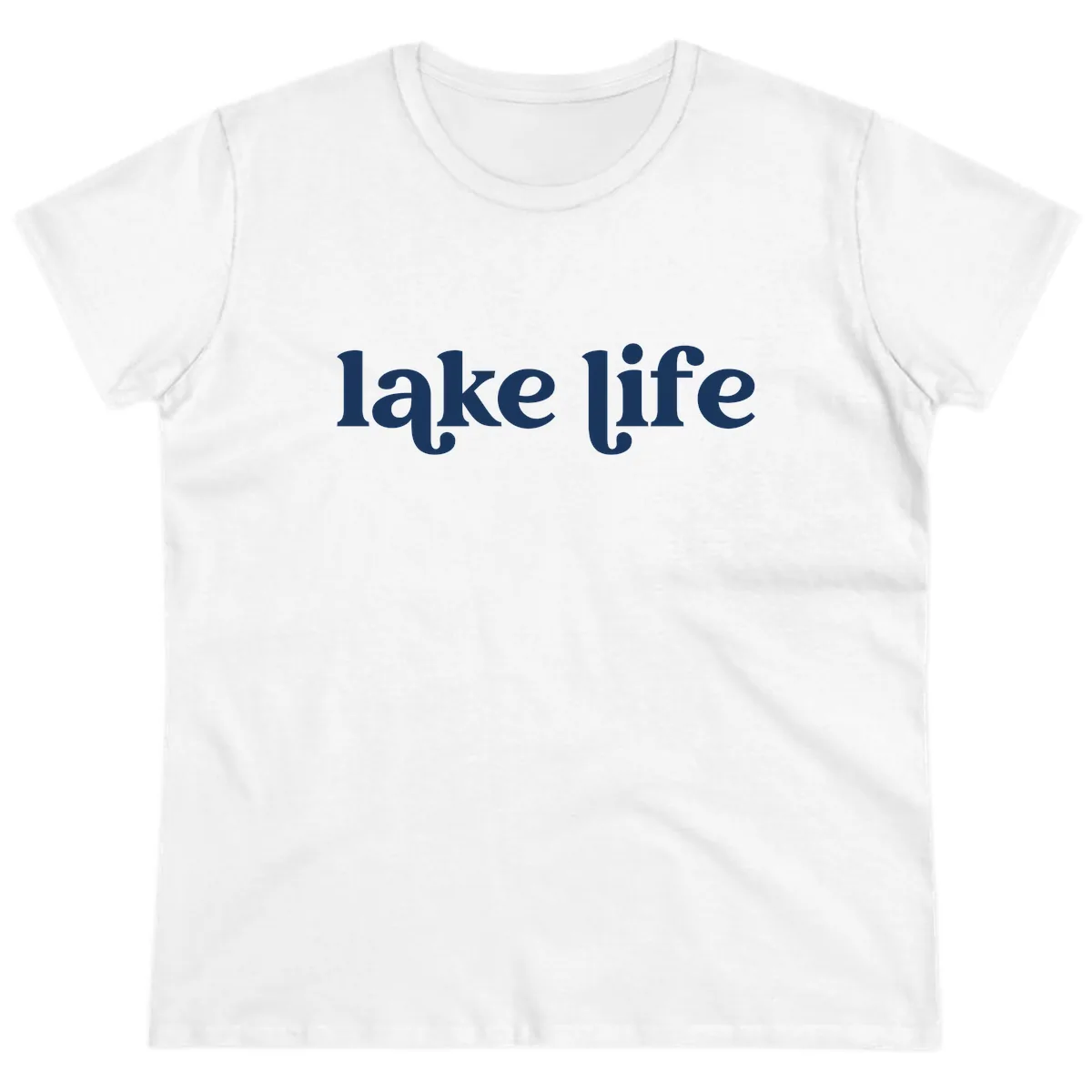 Lake Life Typography Design Ladies Tee in White