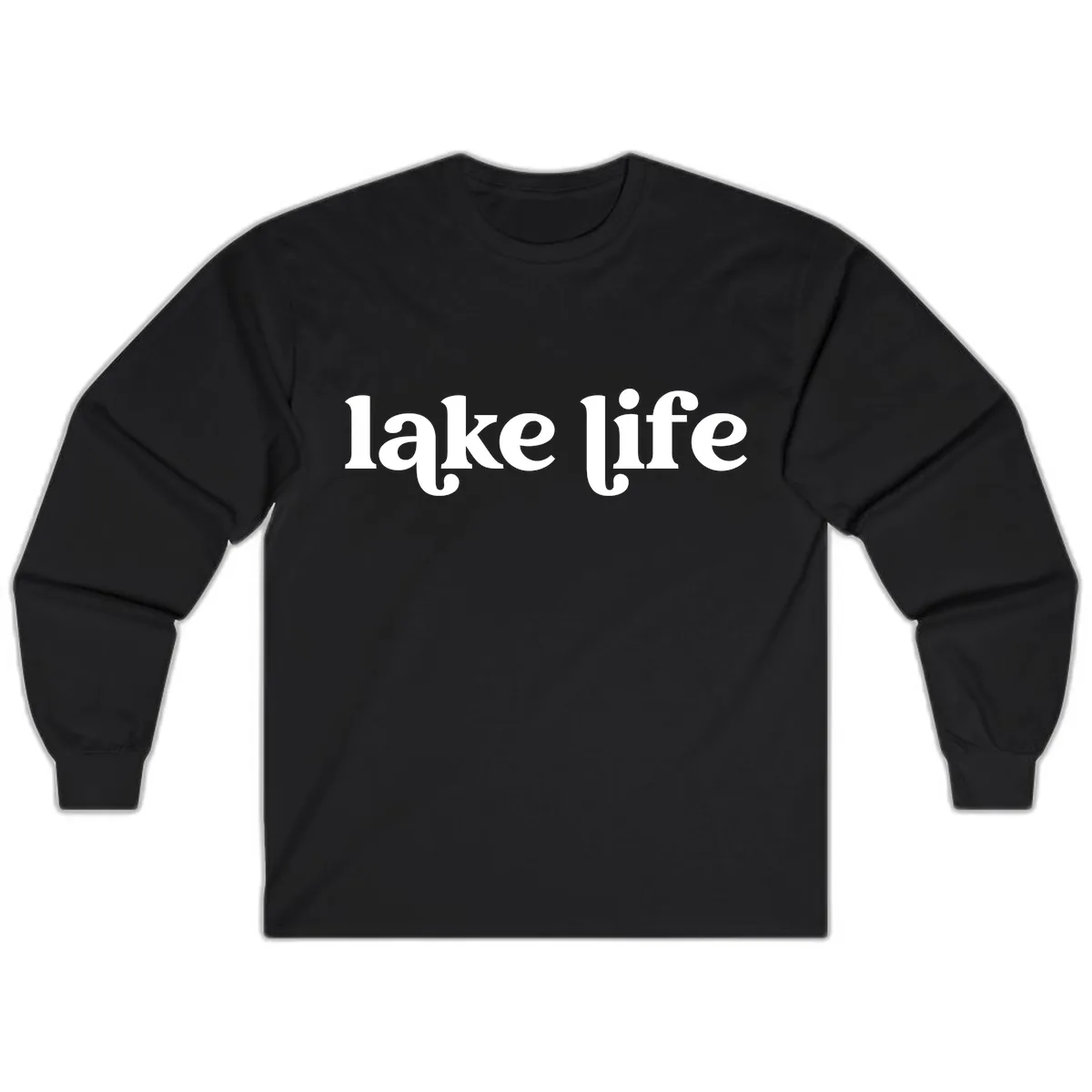 Lake Life Typography Design Long Sleeve in Black