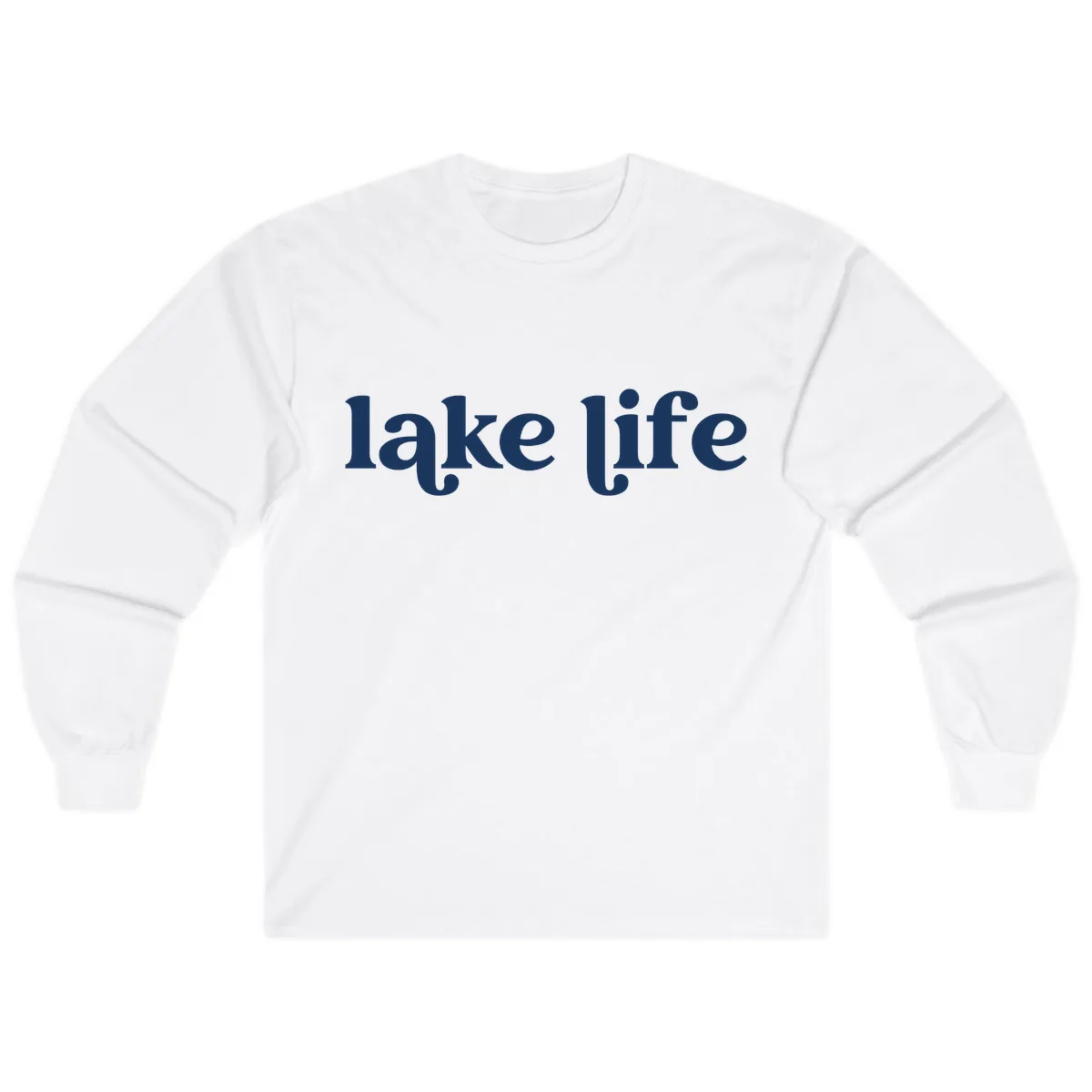 Lake Life Typography Design Long Sleeve in White