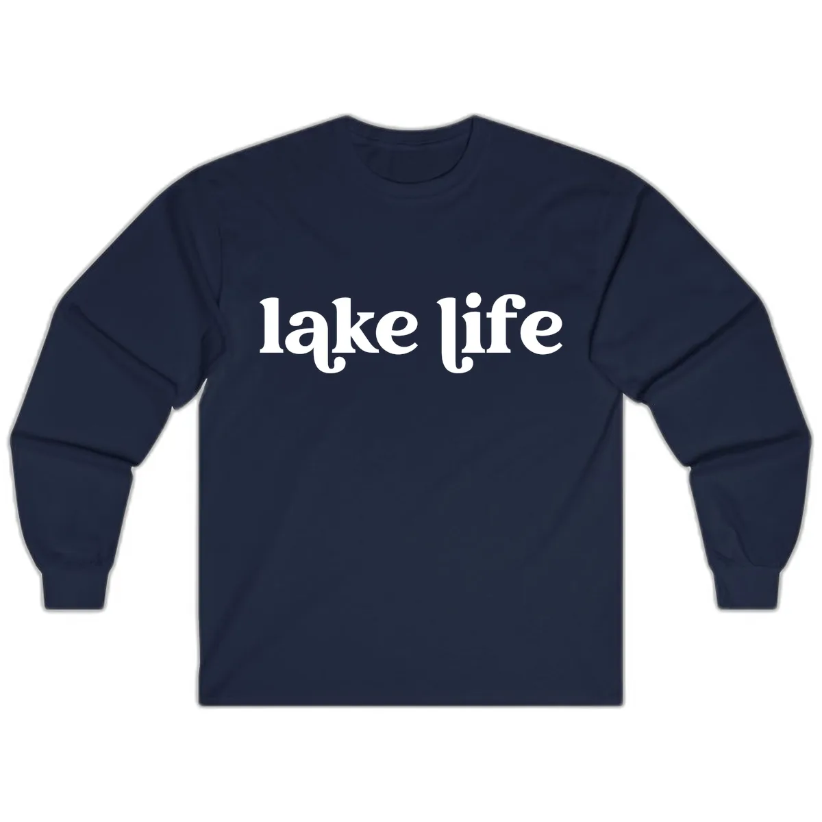 Lake Life Typography Design Long Sleeve in Navy
