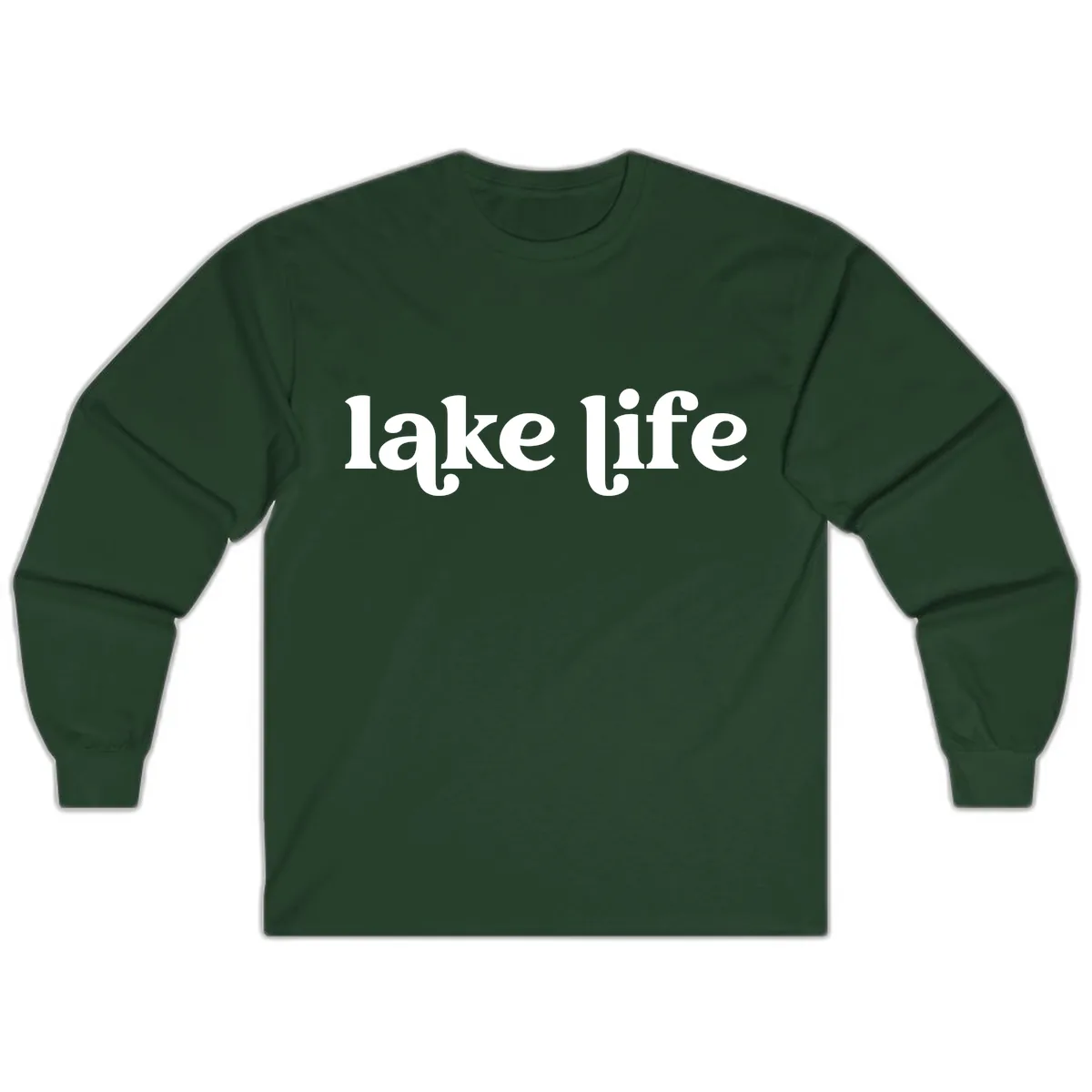 Lake Life Typography Design Long Sleeve in Forest Green