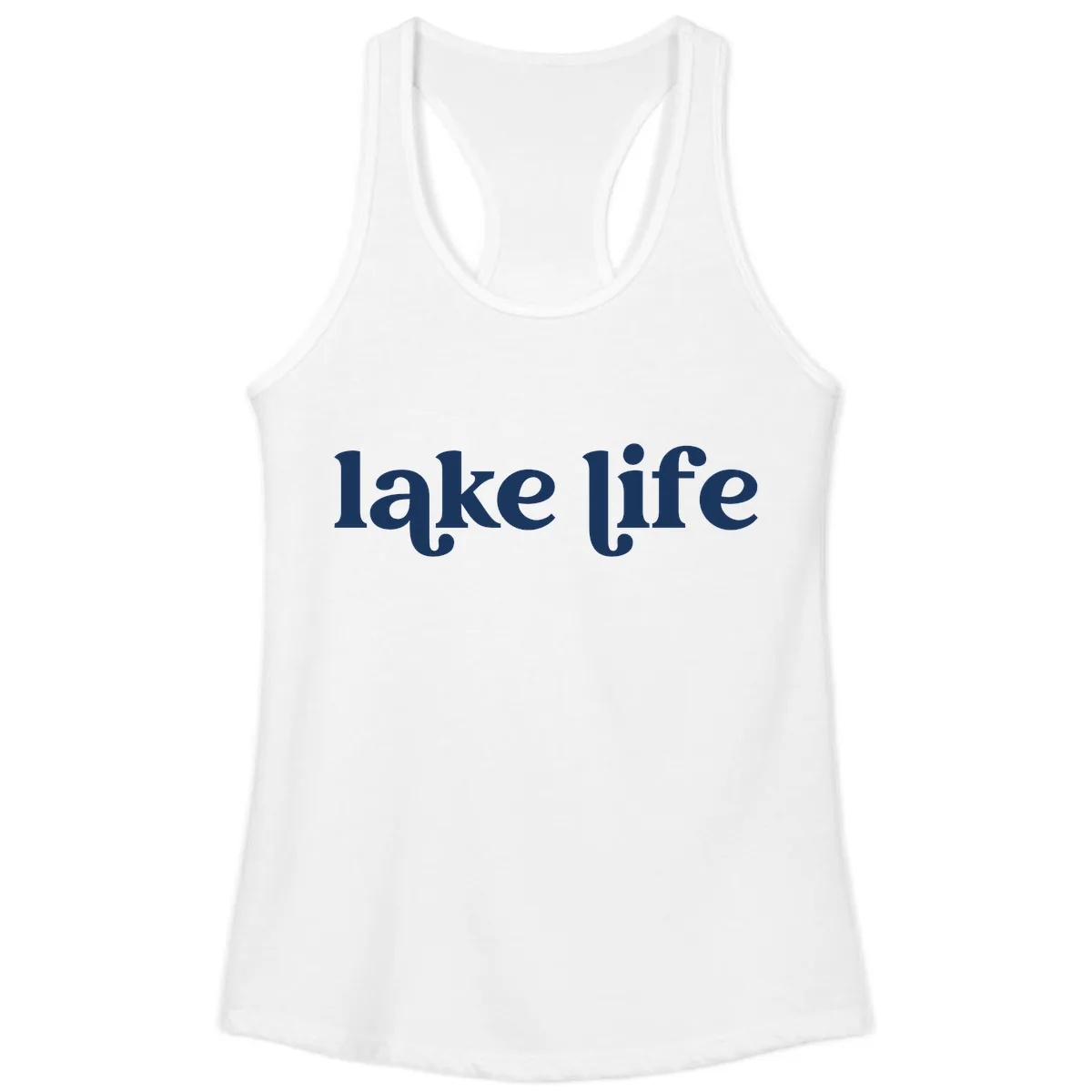 Lake Life Typography Design Ladies Tank in White