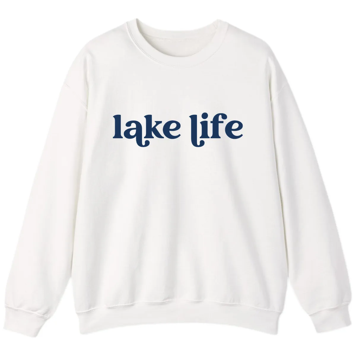 Lake Life Typography Design Sweatshirt in White