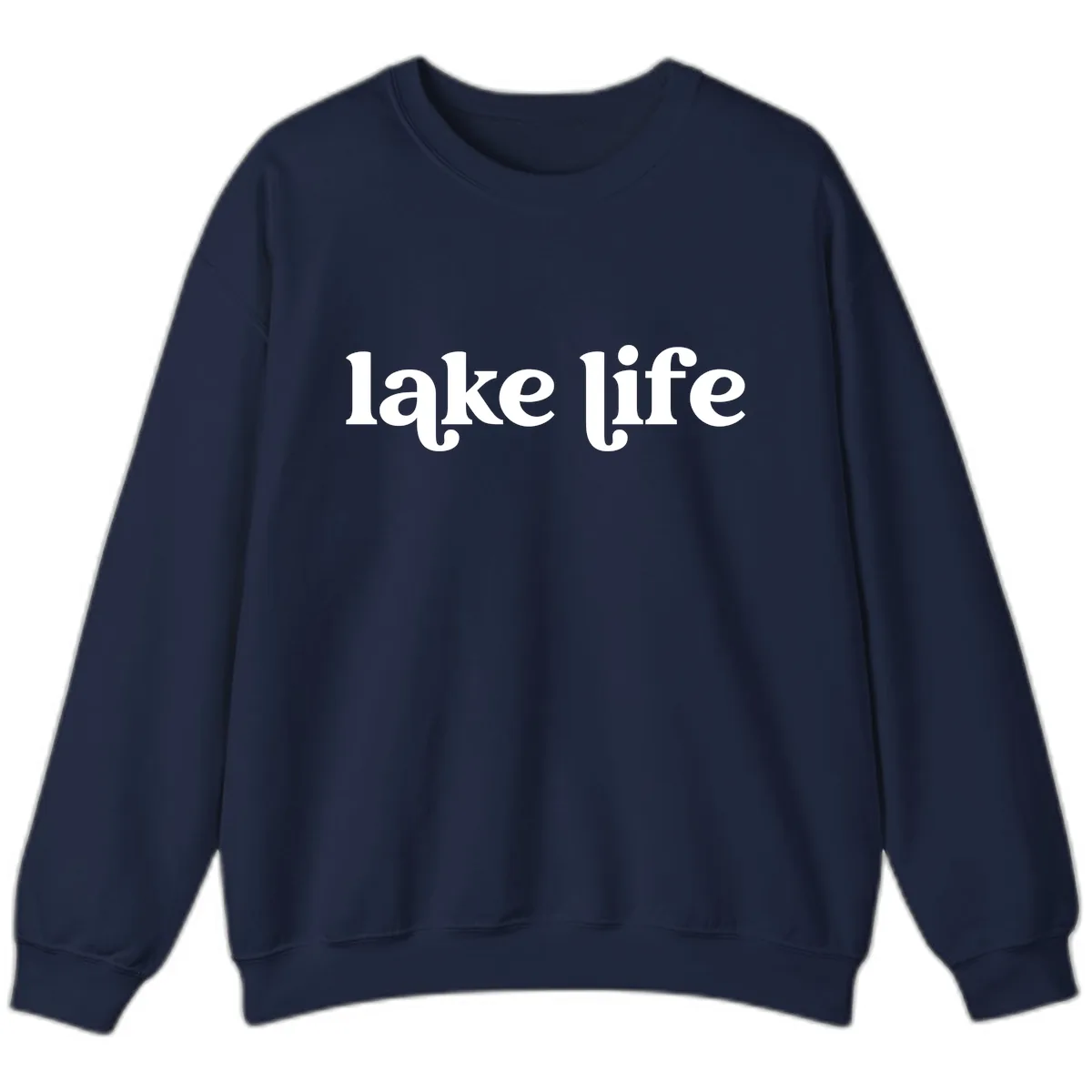 Lake Life Typography Design Sweatshirt in Navy