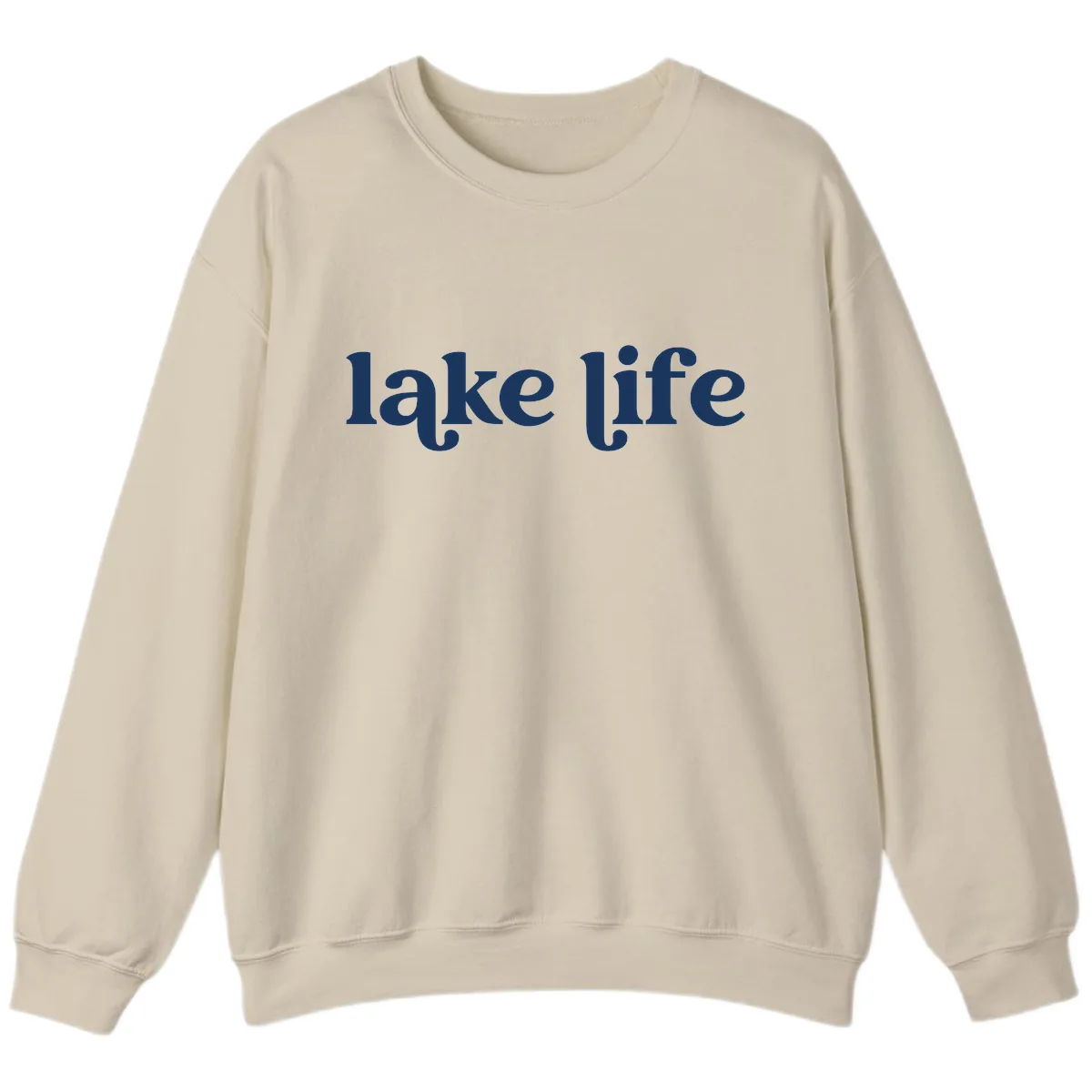 Lake Life Typography Design Sweatshirt in Sand