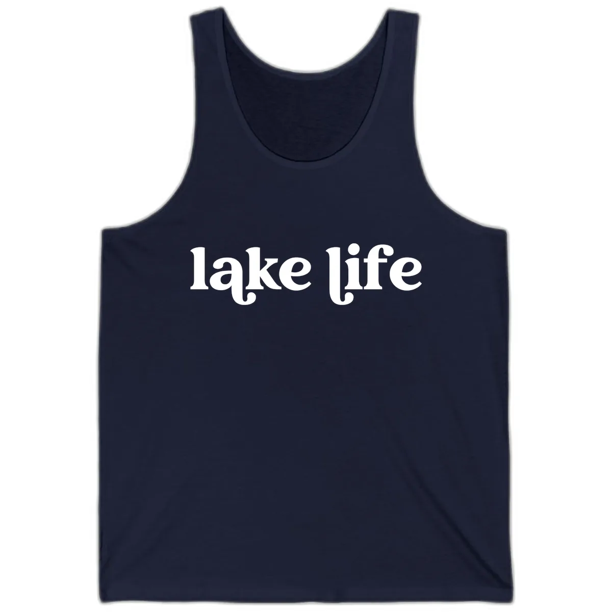 Lake Life Typography Design Tank in Navy