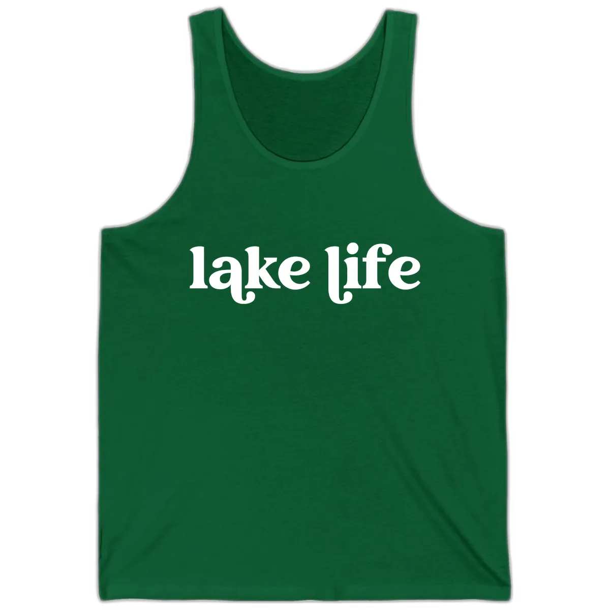 Lake Life Typography Design Tank in Kelly