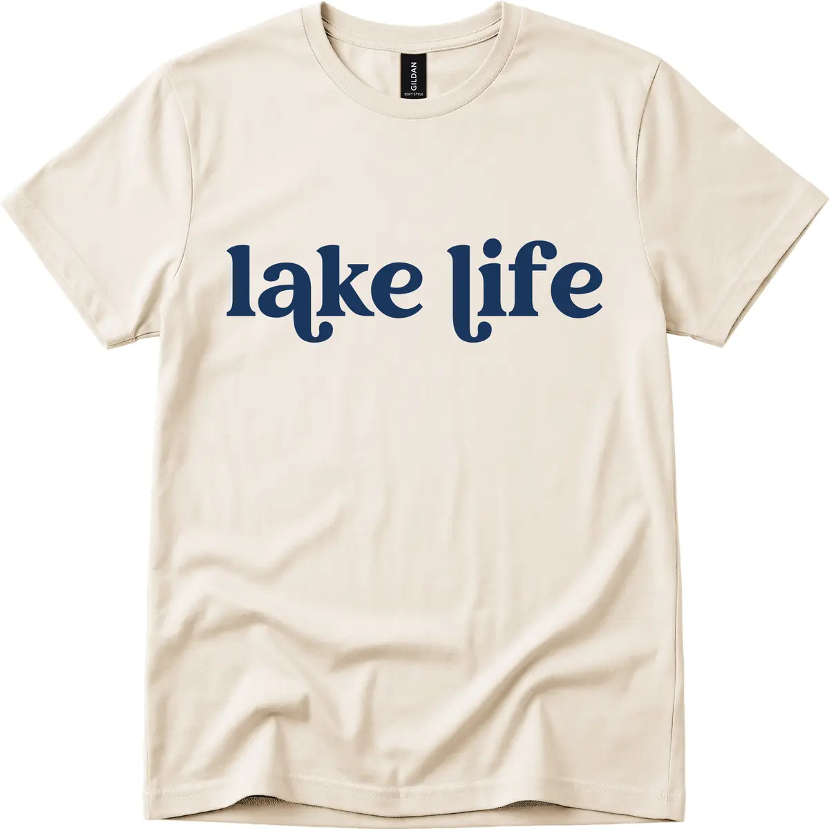 Lake Life Typography Design T-Shirt in Natural