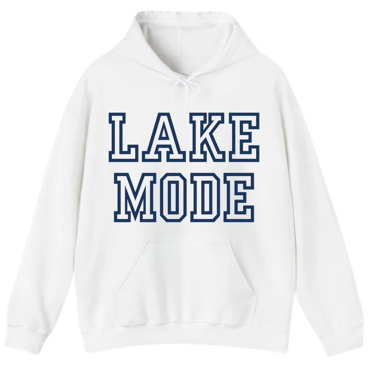 Lake Mode Typography Design Hoodie in White