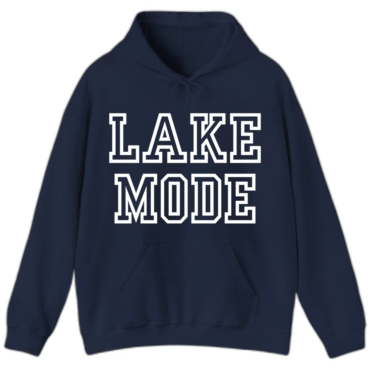Lake Mode Typography Design Hoodie in Navy