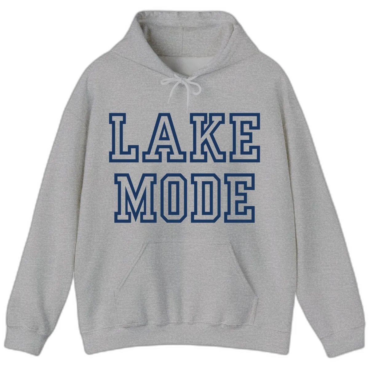 Lake Mode Typography Design Hoodie in Sport Grey
