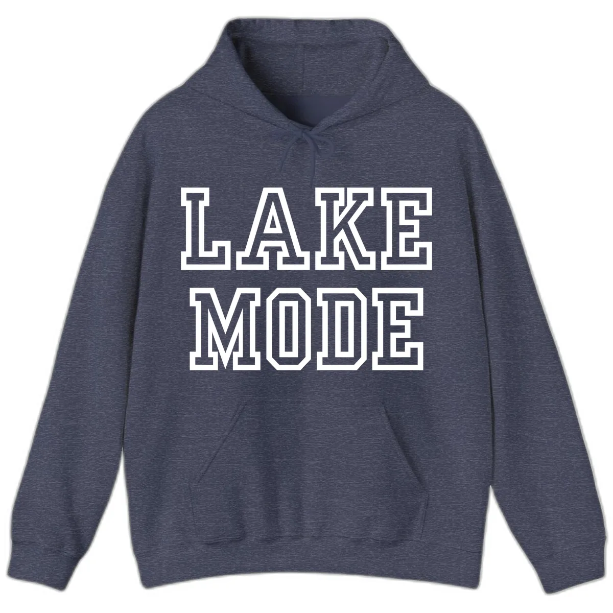 Lake Mode Typography Design Hoodie in Heather Sport Dark Navy