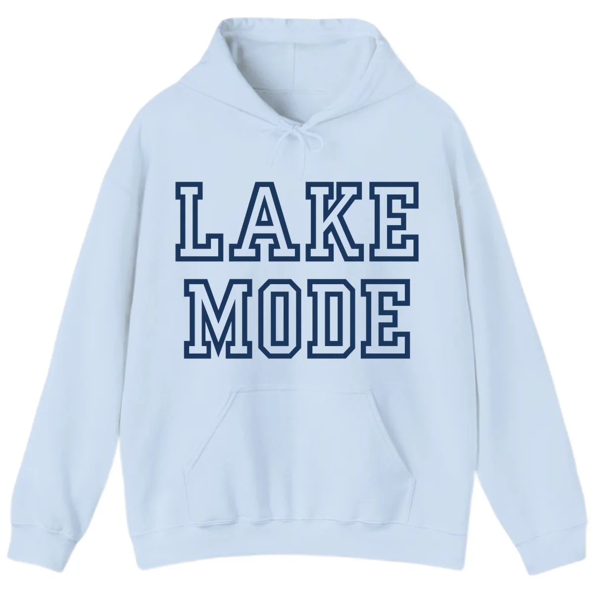 Lake Mode Typography Design Hoodie in Light Blue