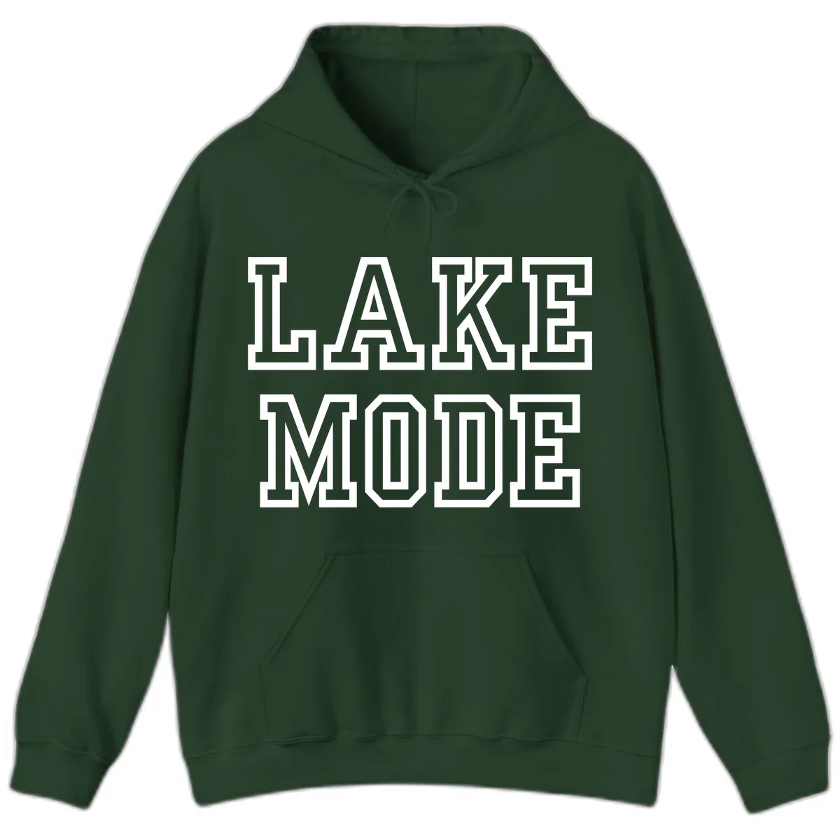 Lake Mode Typography Design Hoodie in Forest Green