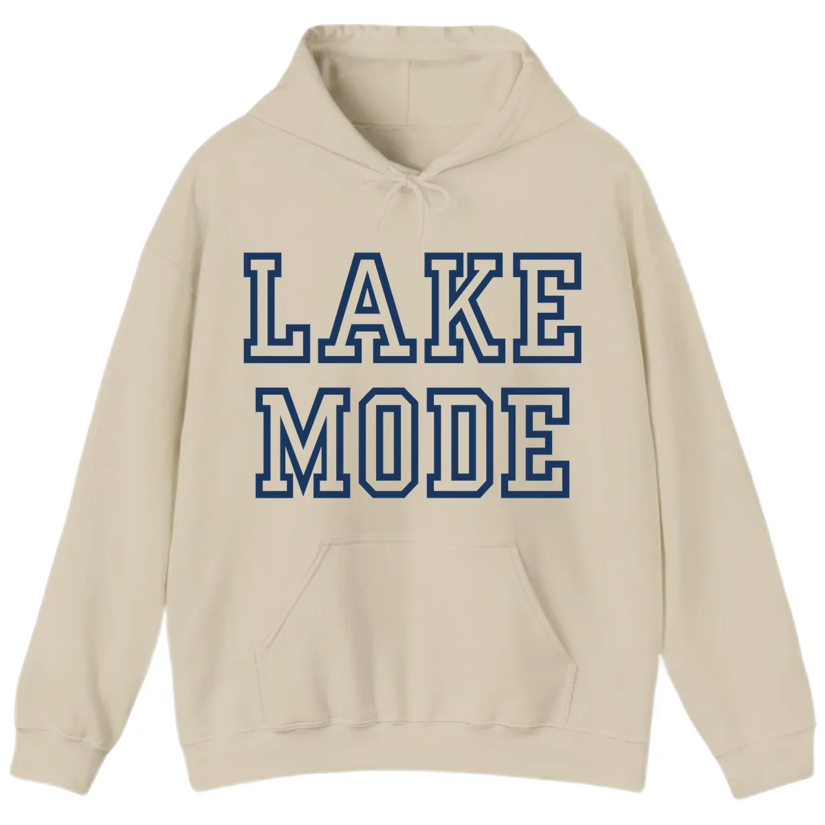 Lake Mode Typography Design Hoodie in Sand