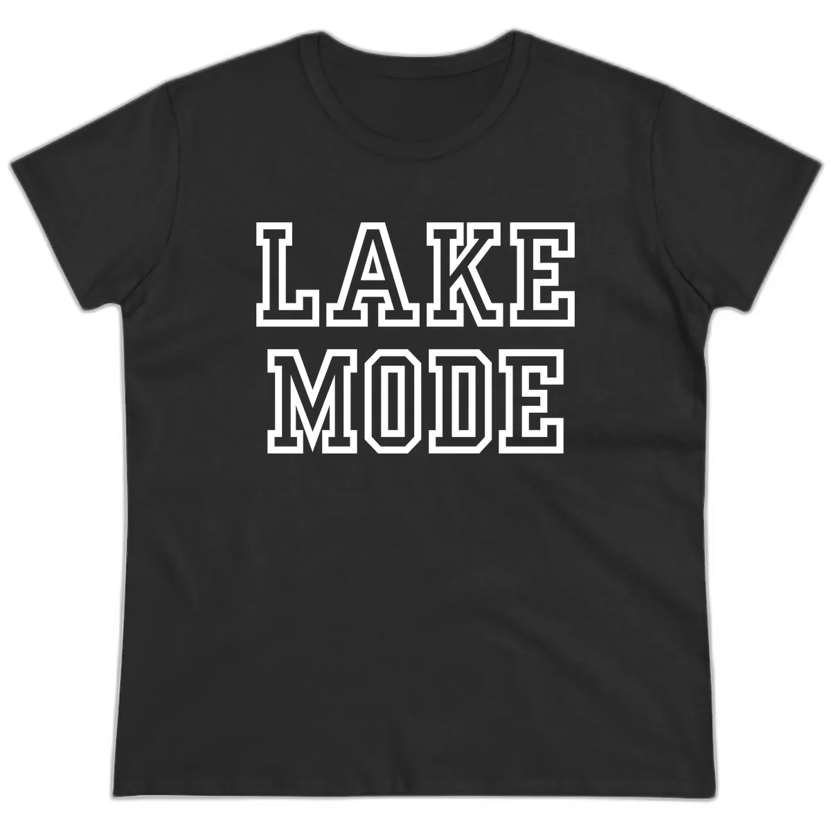 Lake Mode Typography Design Ladies Tee in Black
