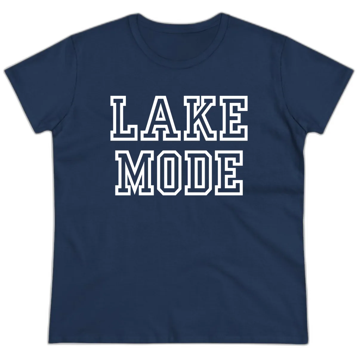 Lake Mode Typography Design Ladies Tee in Navy