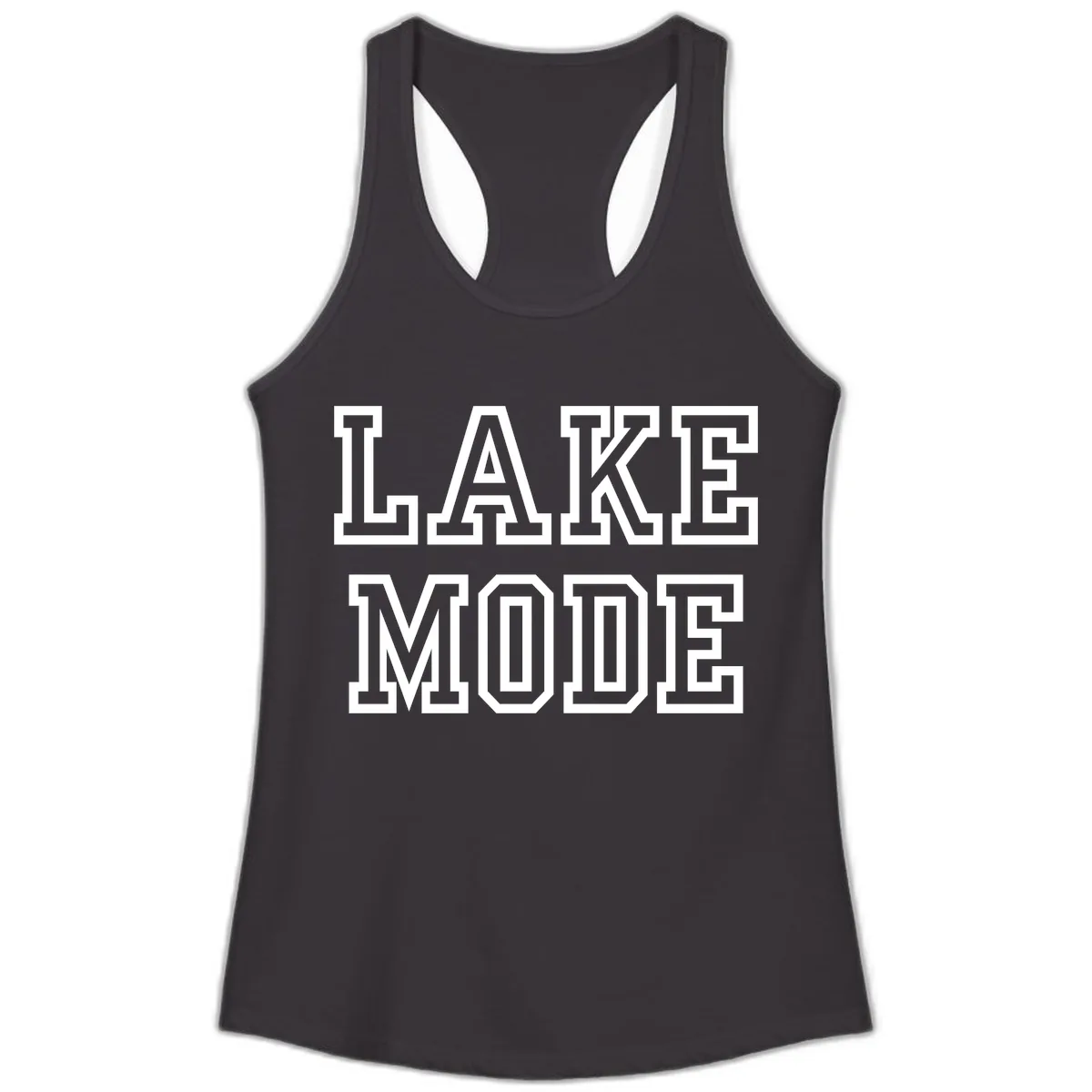 Lake Mode Typography Design Ladies Tank in Black