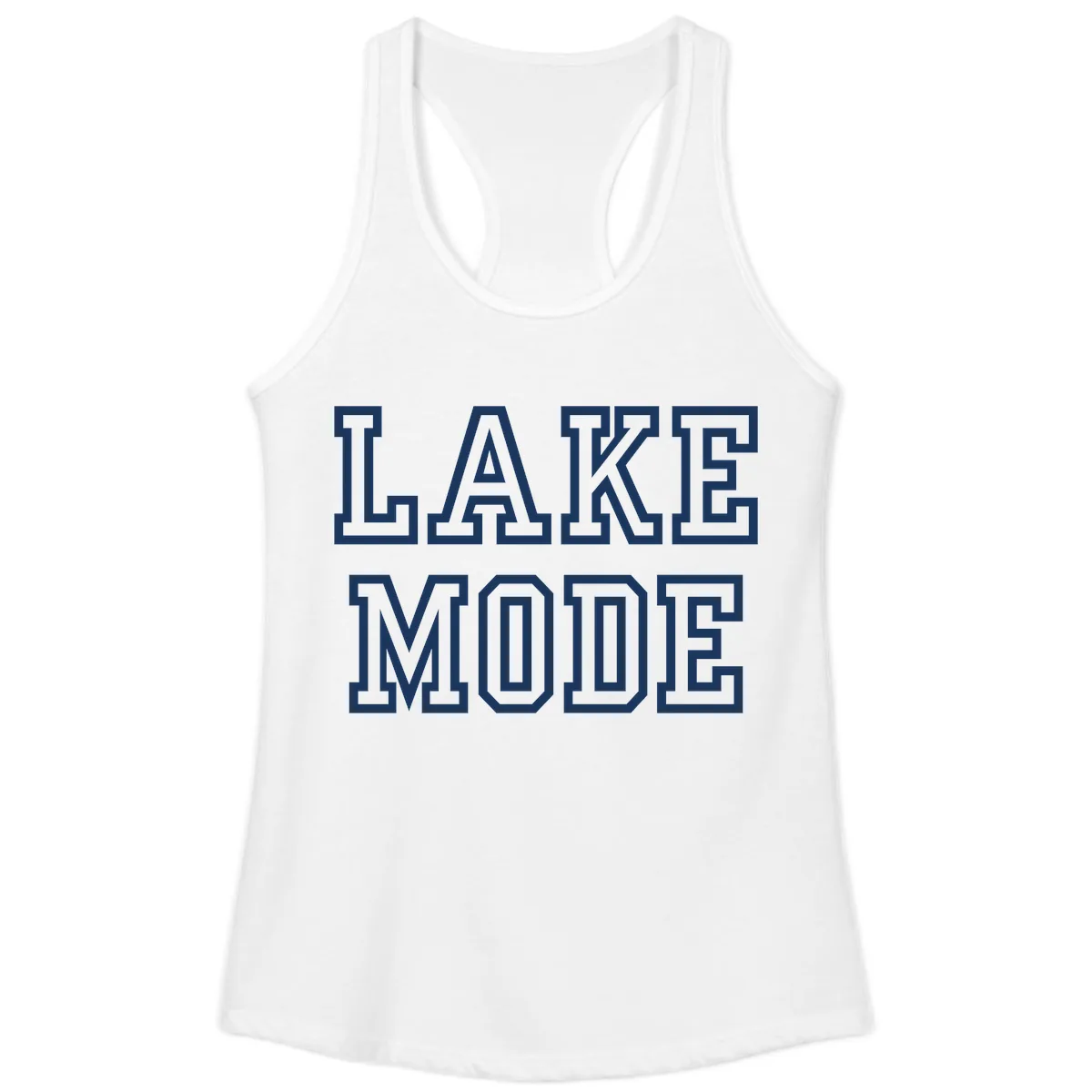 Lake Mode Typography Design Ladies Tank in White