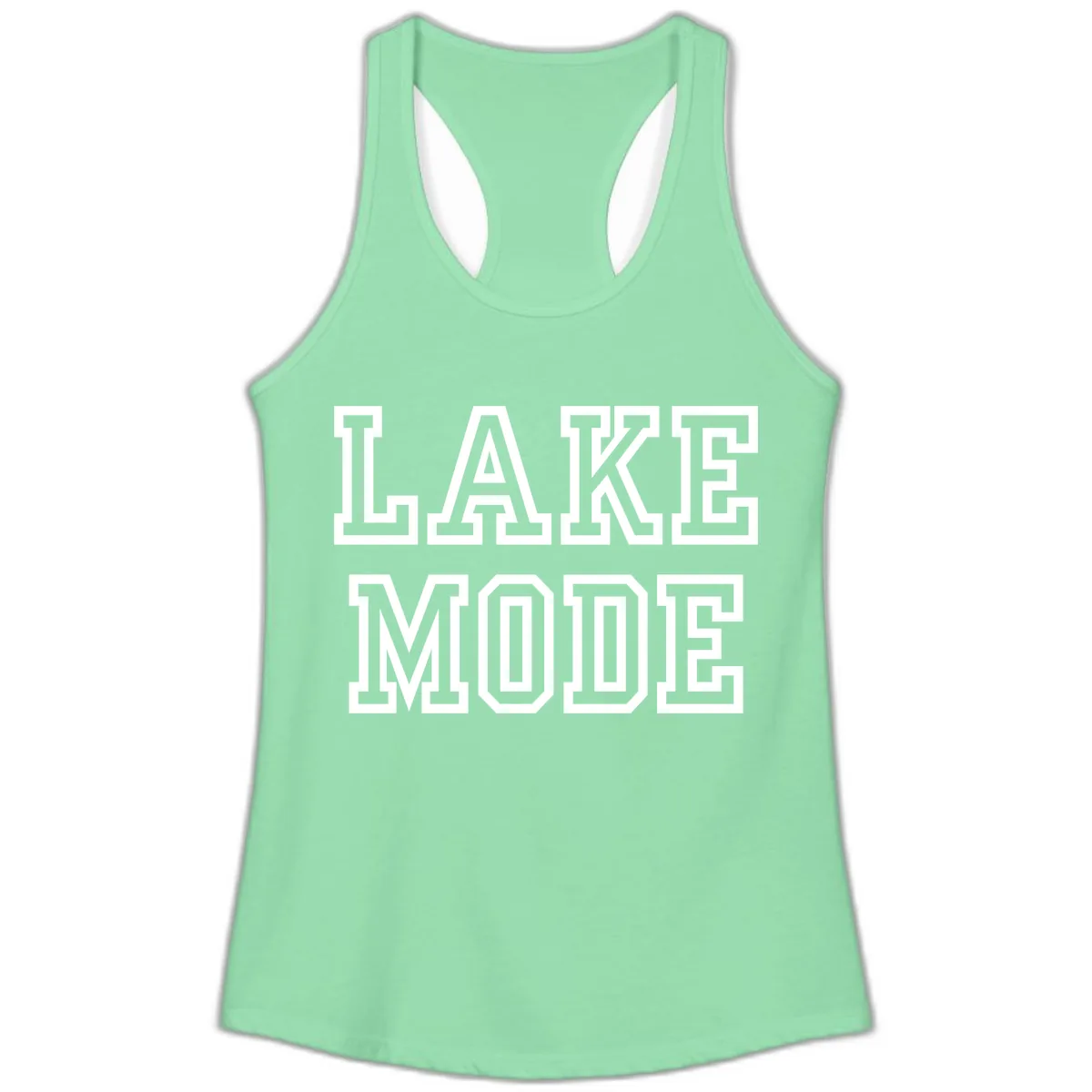Lake Mode Typography Design Ladies Tank in Solid Mint