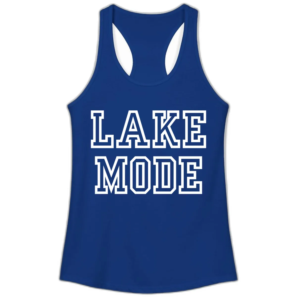 Lake Mode Typography Design Ladies Tank in Solid Royal
