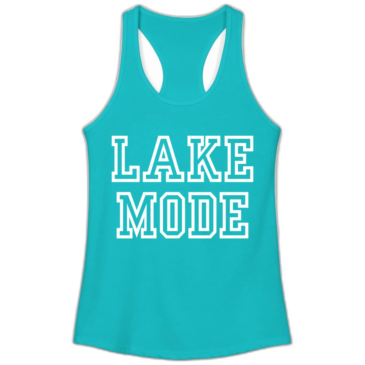 Lake Mode Typography Design Ladies Tank in Tahiti Blue