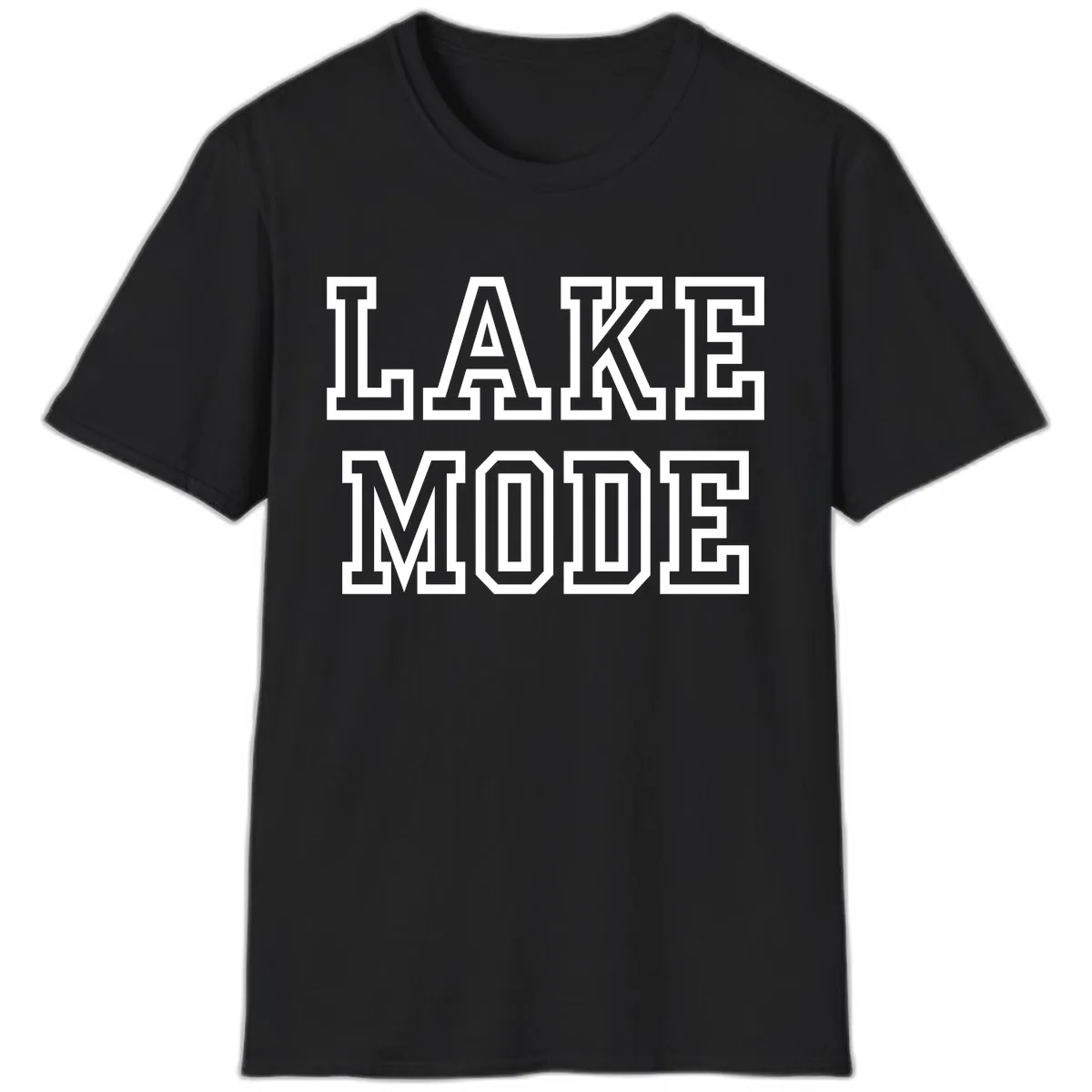 Lake Mode Typography Design T-Shirt in Black