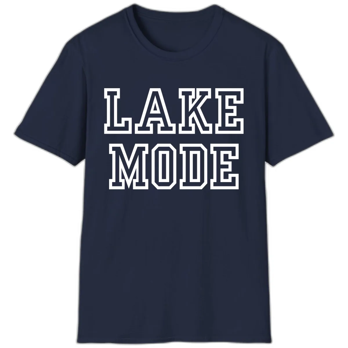 Lake Mode Typography Design T-Shirt in Navy