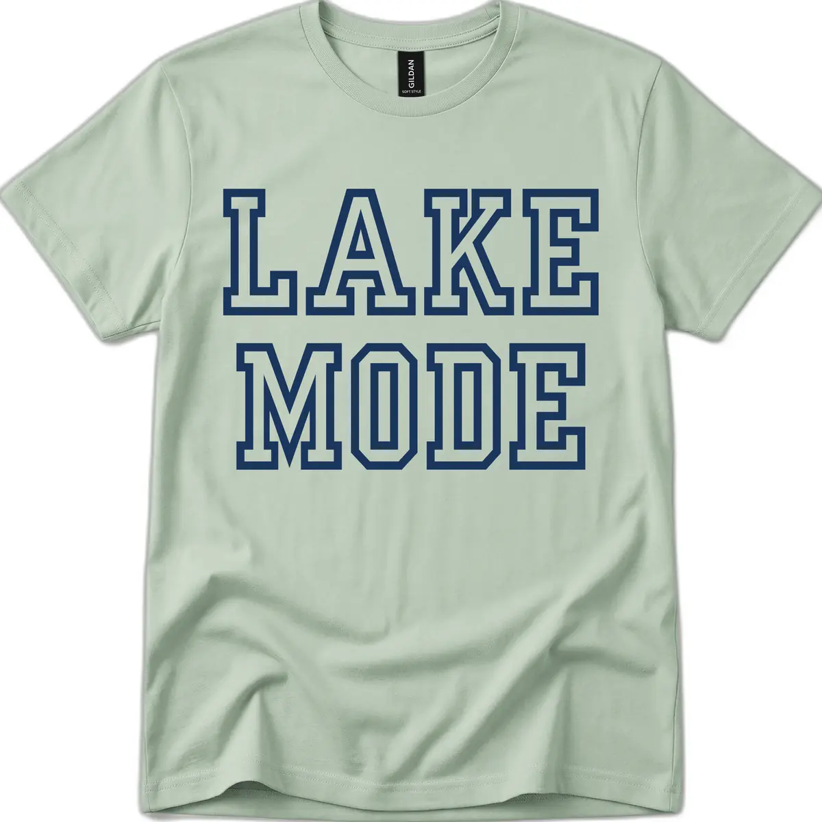 Lake Mode Typography Design T-Shirt in Sage